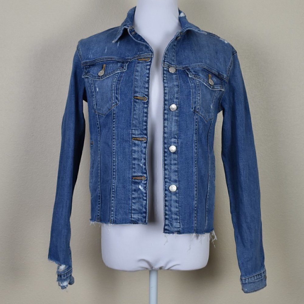 Joe's Jeans Distressed Denim Trucker Jacket - Picture 2 of 9
